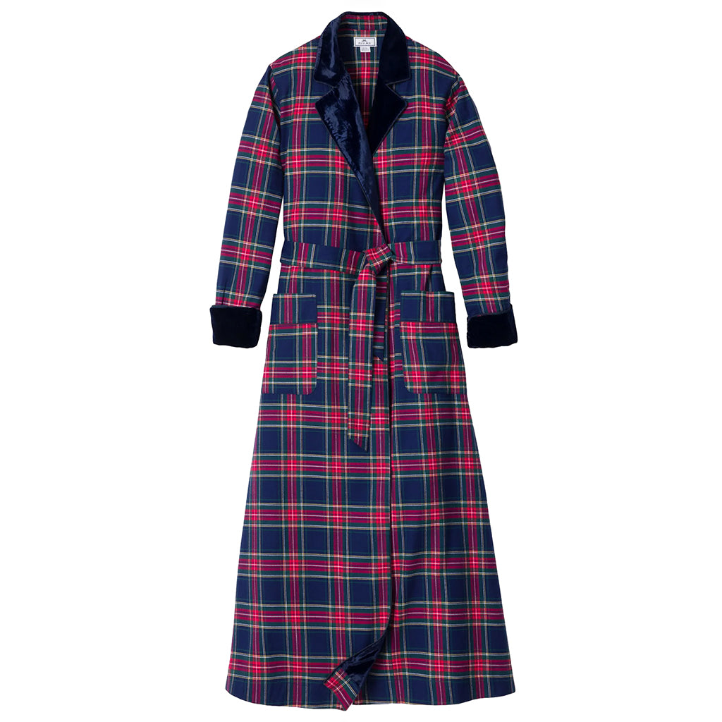 Petite Plume Woman Long Robe With Velvet Trim Windsor Tartan