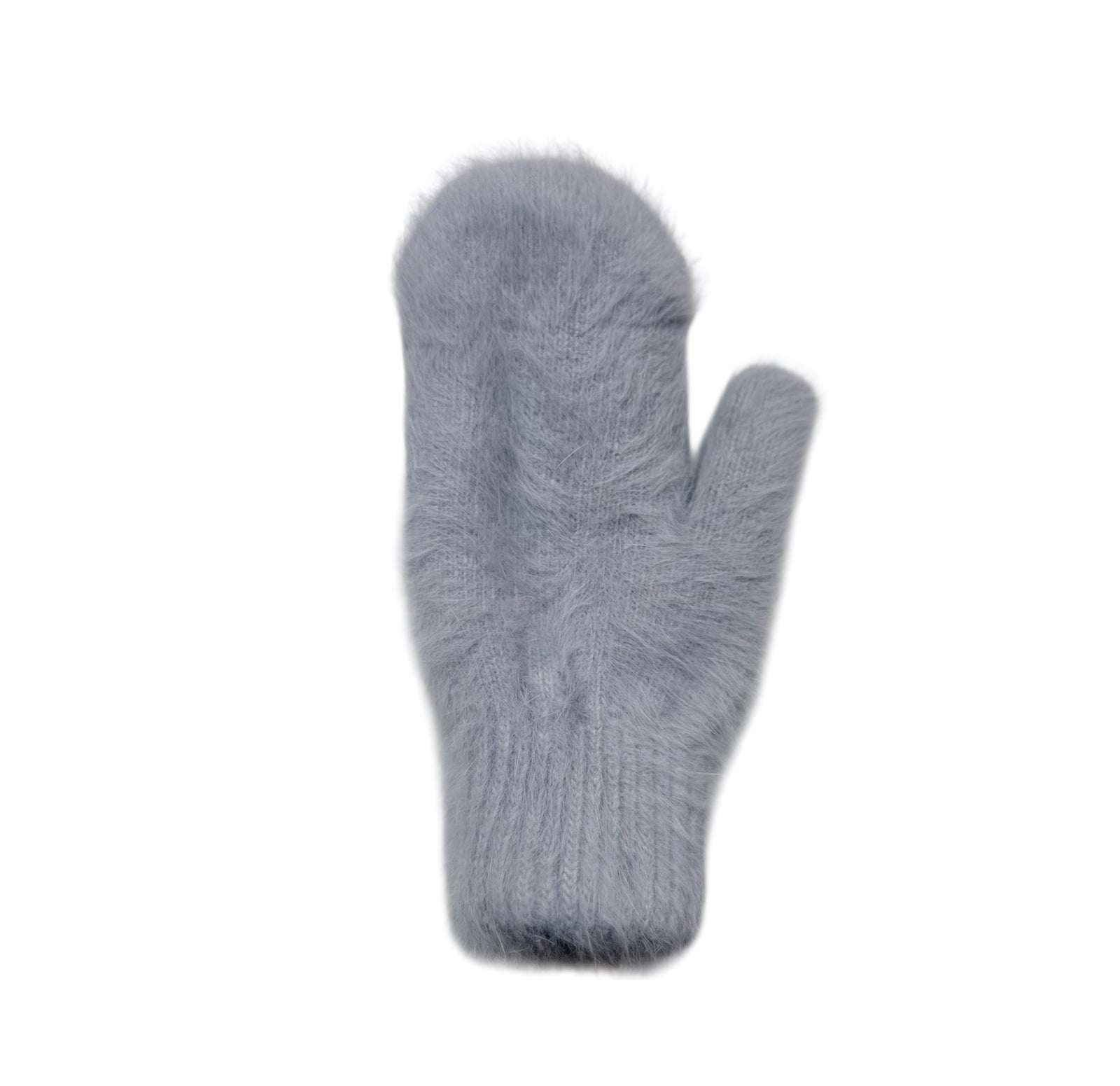 Billy Bamboo Woman Fluffy Angora Mittens Dusty Gray