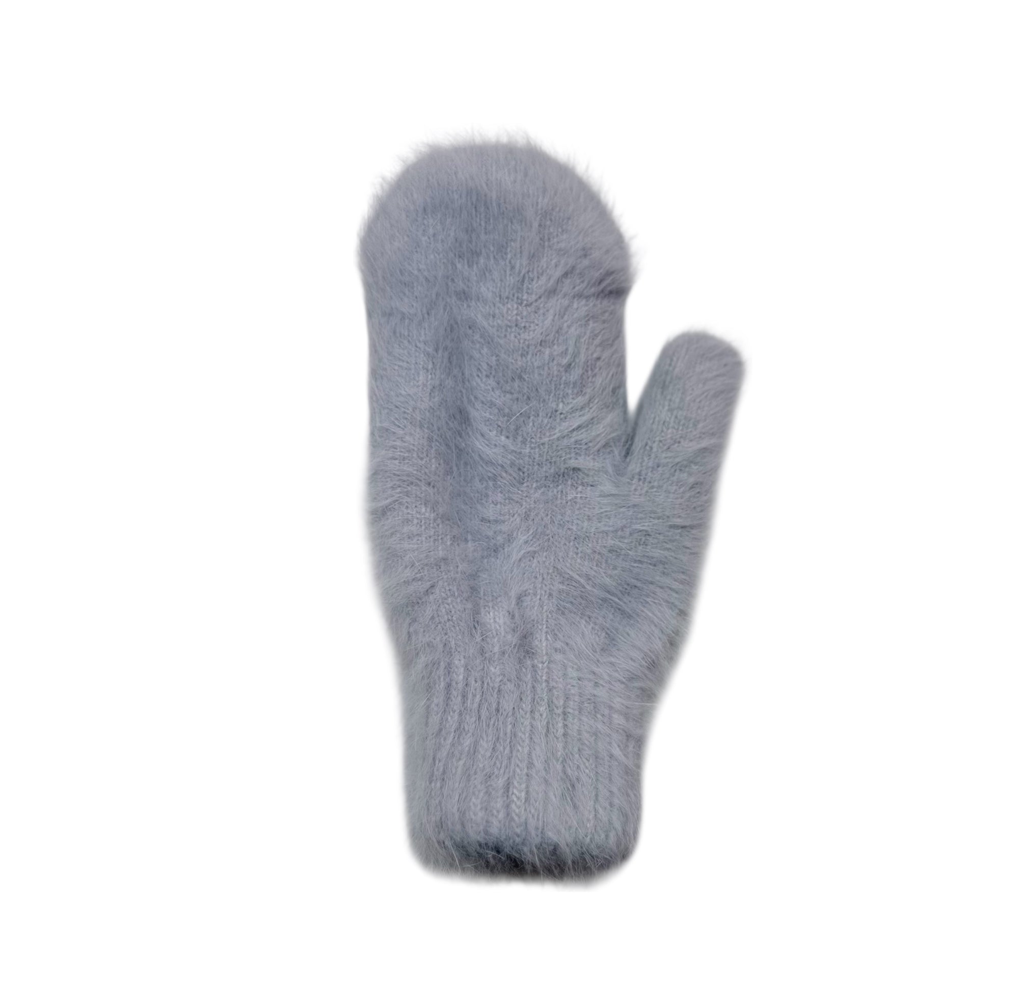 Billy Bamboo Woman Fluffy Angora Mittens Dusty Gray