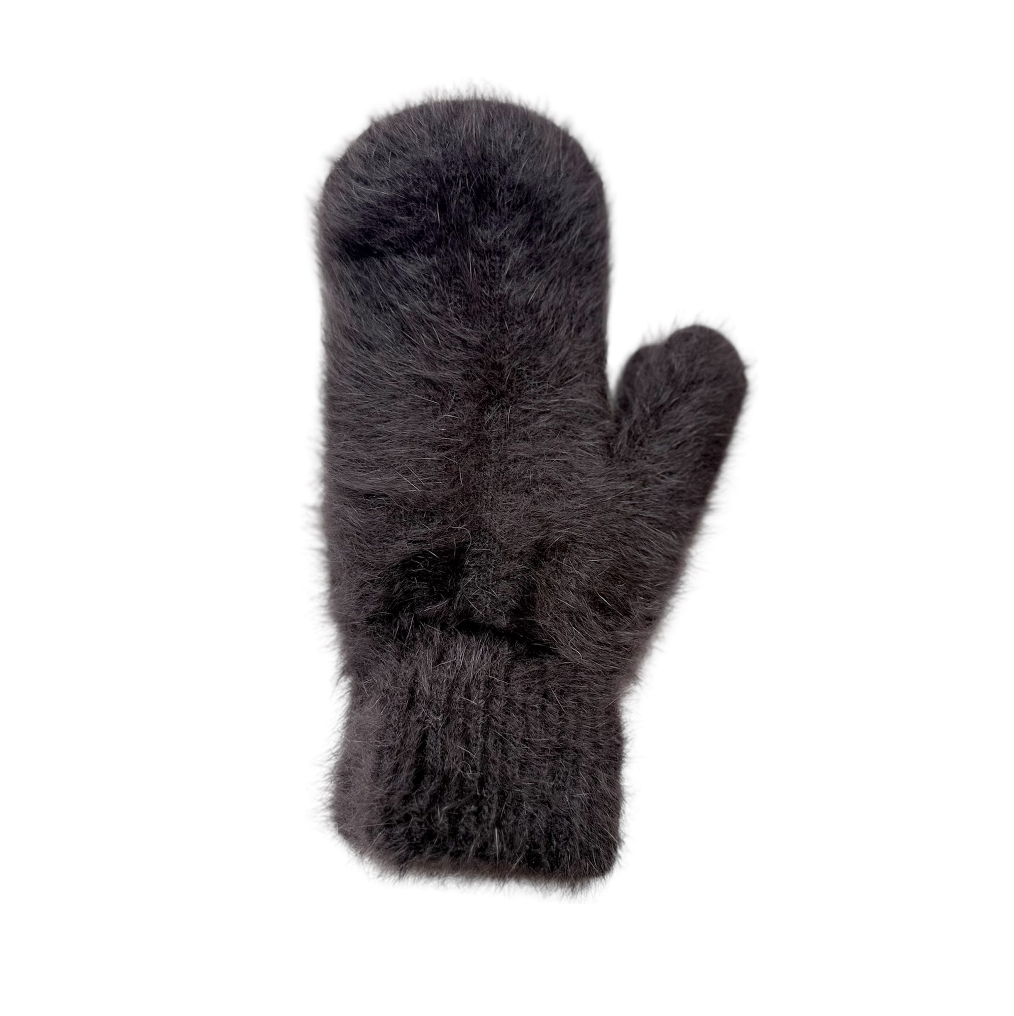 Billy Bamboo Woman Fluffy Angora Mittens Neutral Mushroom