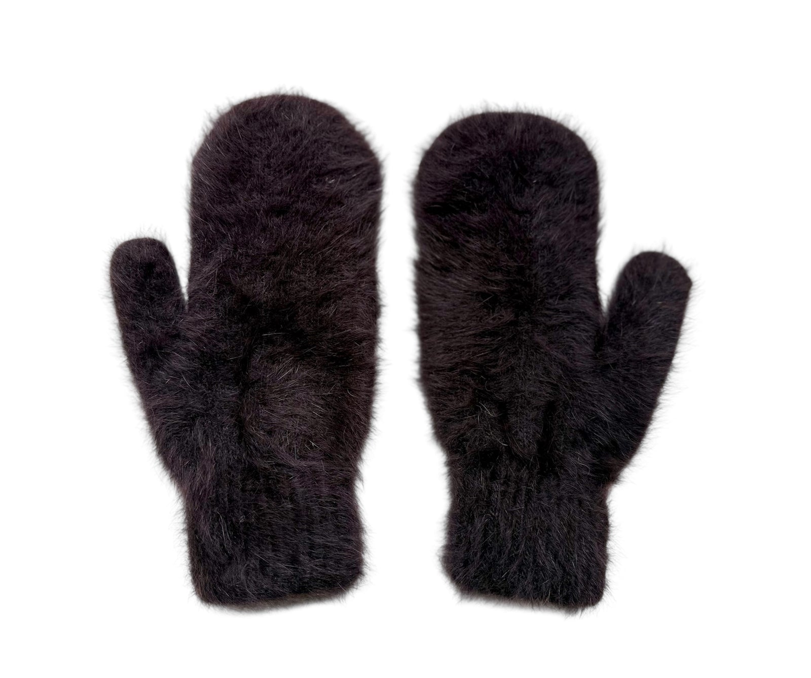 Billy Bamboo Woman Fluffy Angora Mittens Neutral Mushroom