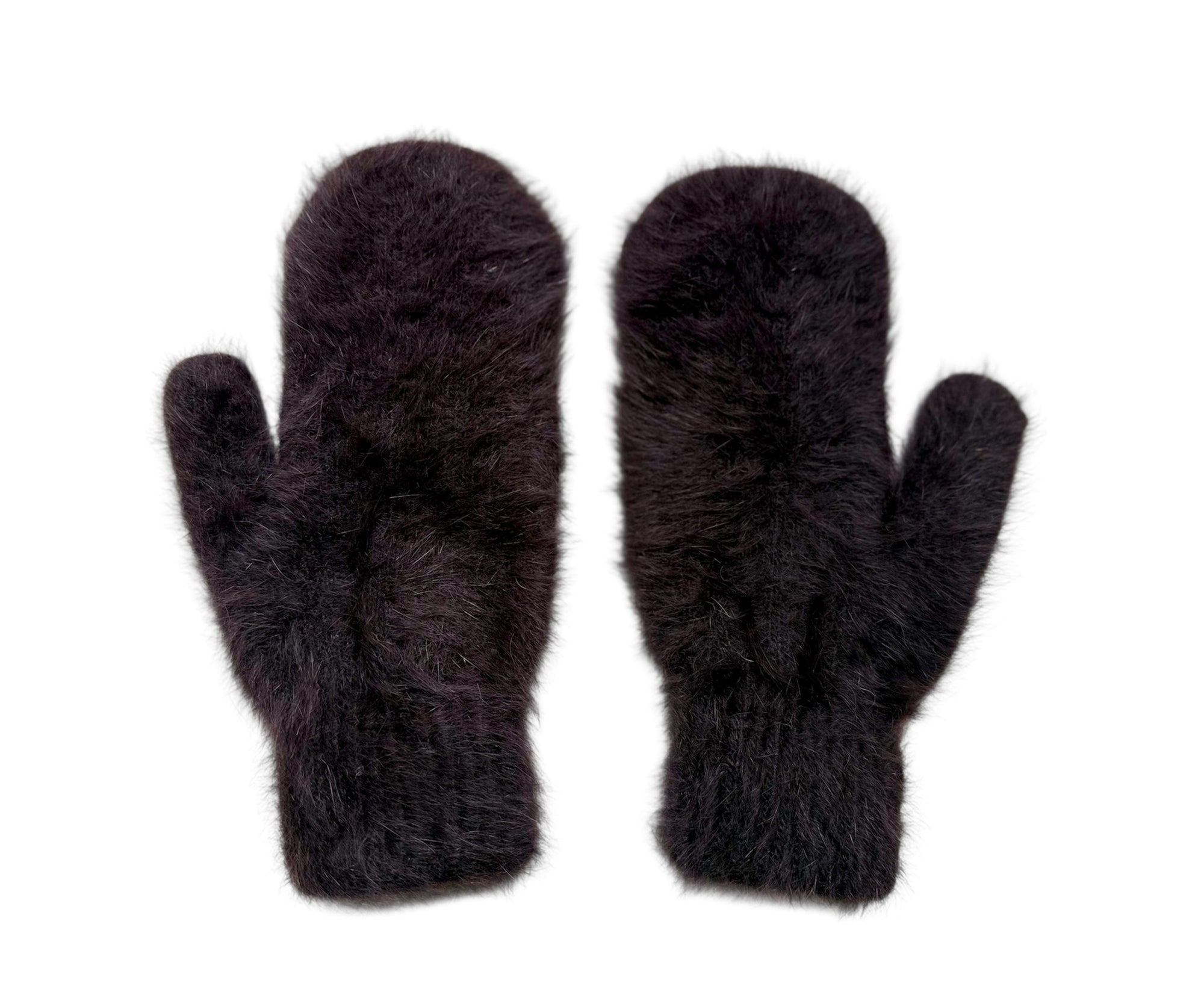 Billy Bamboo Woman Fluffy Angora Mittens Neutral Mushroom