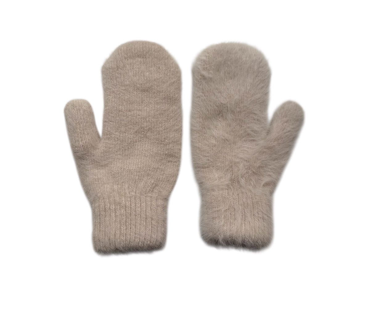 Billy Bamboo Woman Fluffy Angora Mittens Neutral Oat