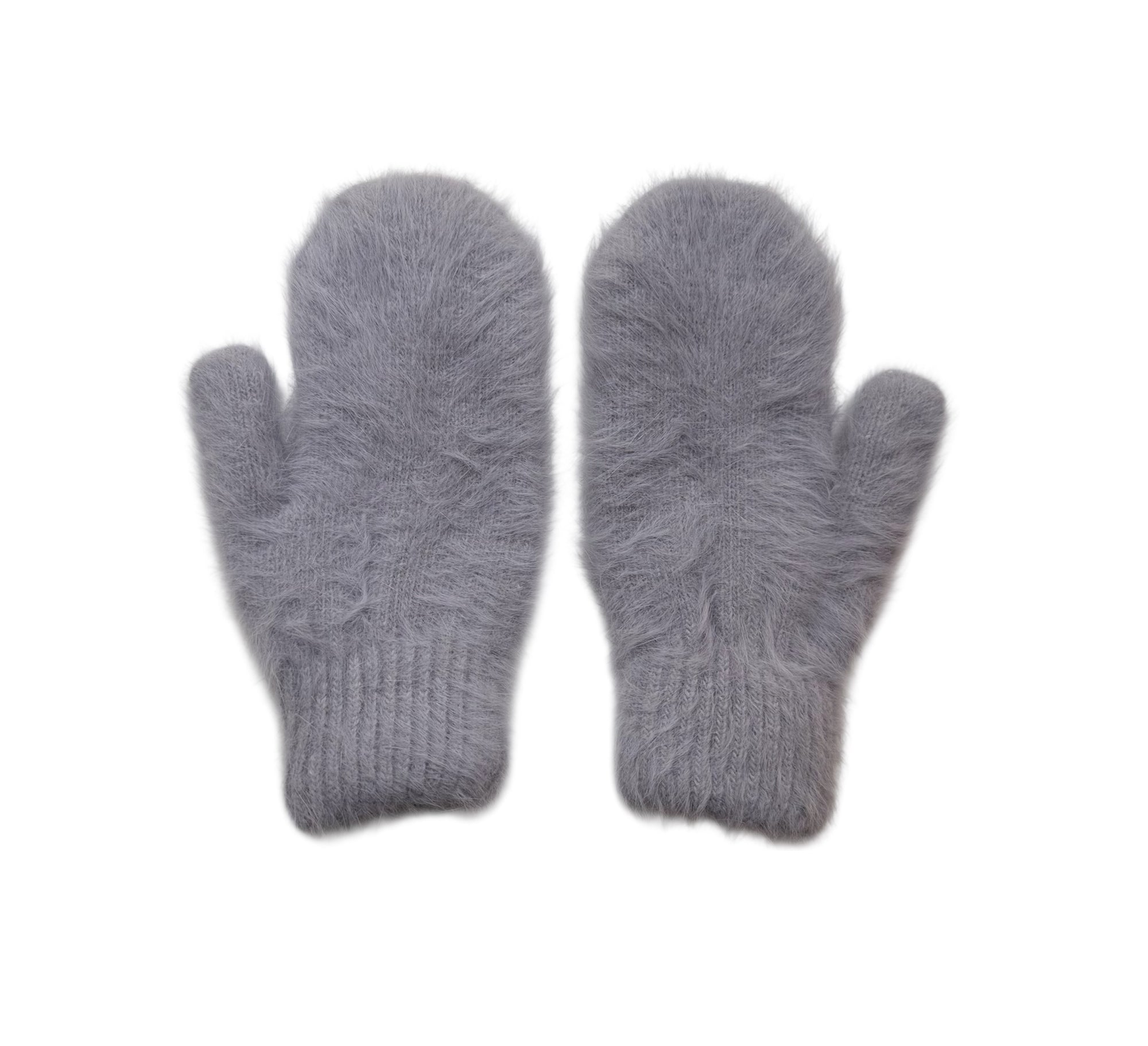Billy Bamboo Woman Fluffy Angora Mittens Dusty Gray