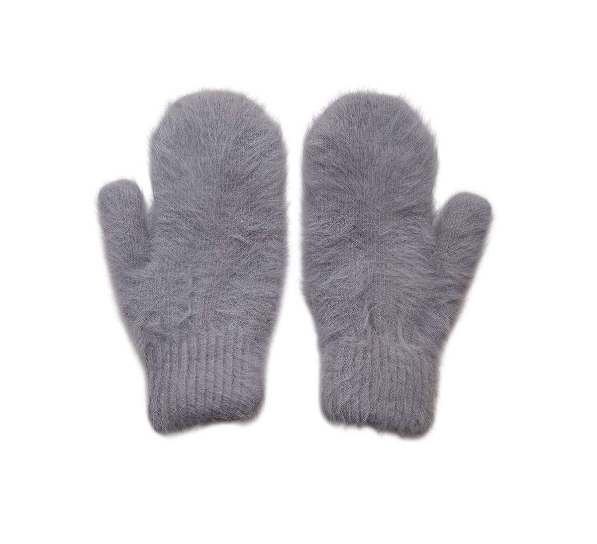 Billy Bamboo Woman Fluffy Angora Mittens Dusty Gray