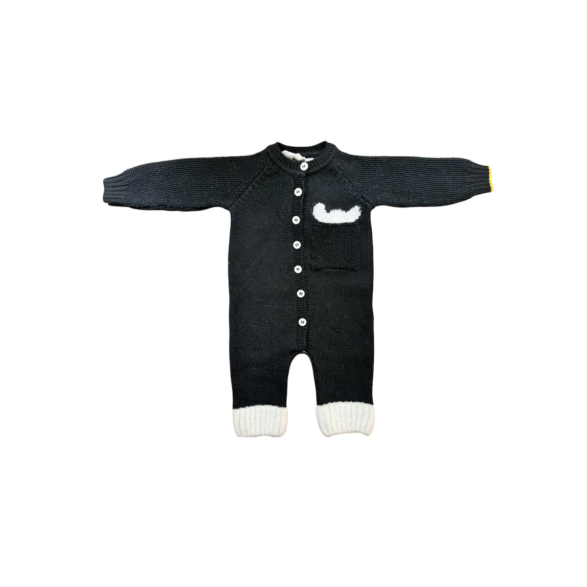 Gensami Baby Three Piece Set Peek-a-boo Alpachino Jumpsuit, Hat And Booties Black