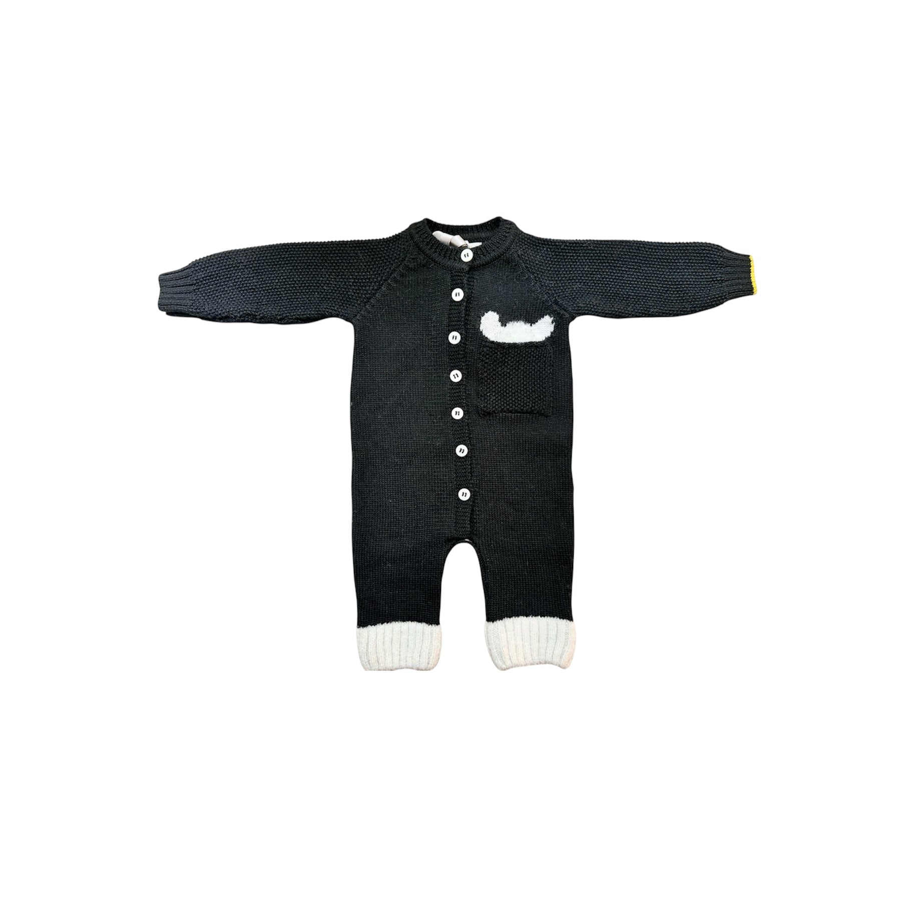 Gensami Baby Three Piece Set Peek-a-boo Alpachino Jumpsuit, Hat And Booties Black