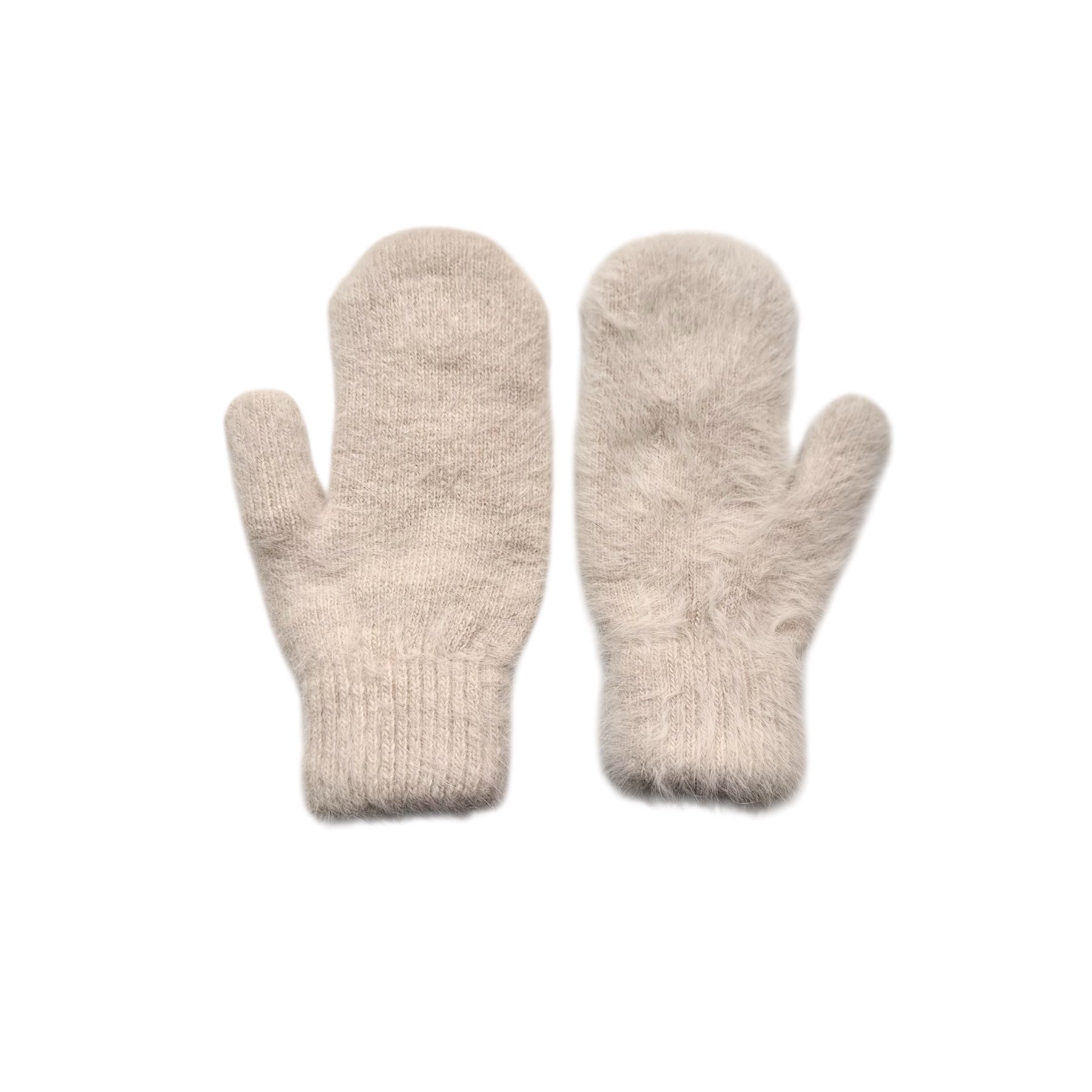 Billy Bamboo Woman Fluffy Angora Mittens Cream
