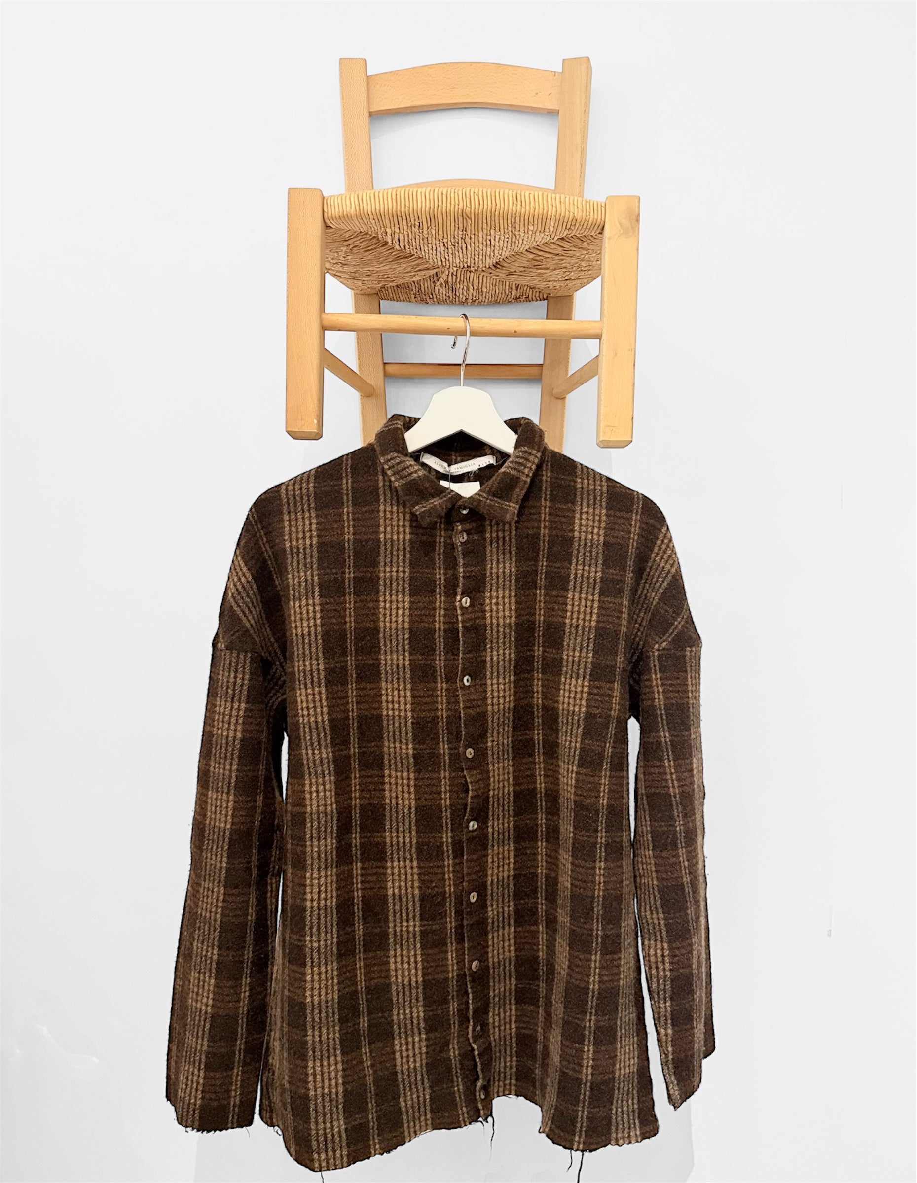 Album Di Famiglia Woman Tartan Soft Collar Shirt Chestnut Brown