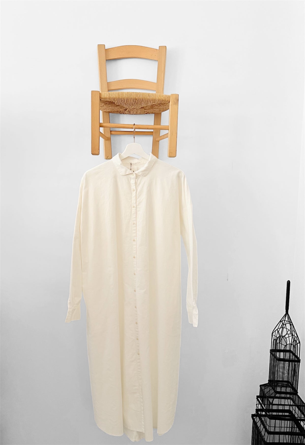 Album Di Famiglia Woman Velvet Long Shirt Dress Milk White