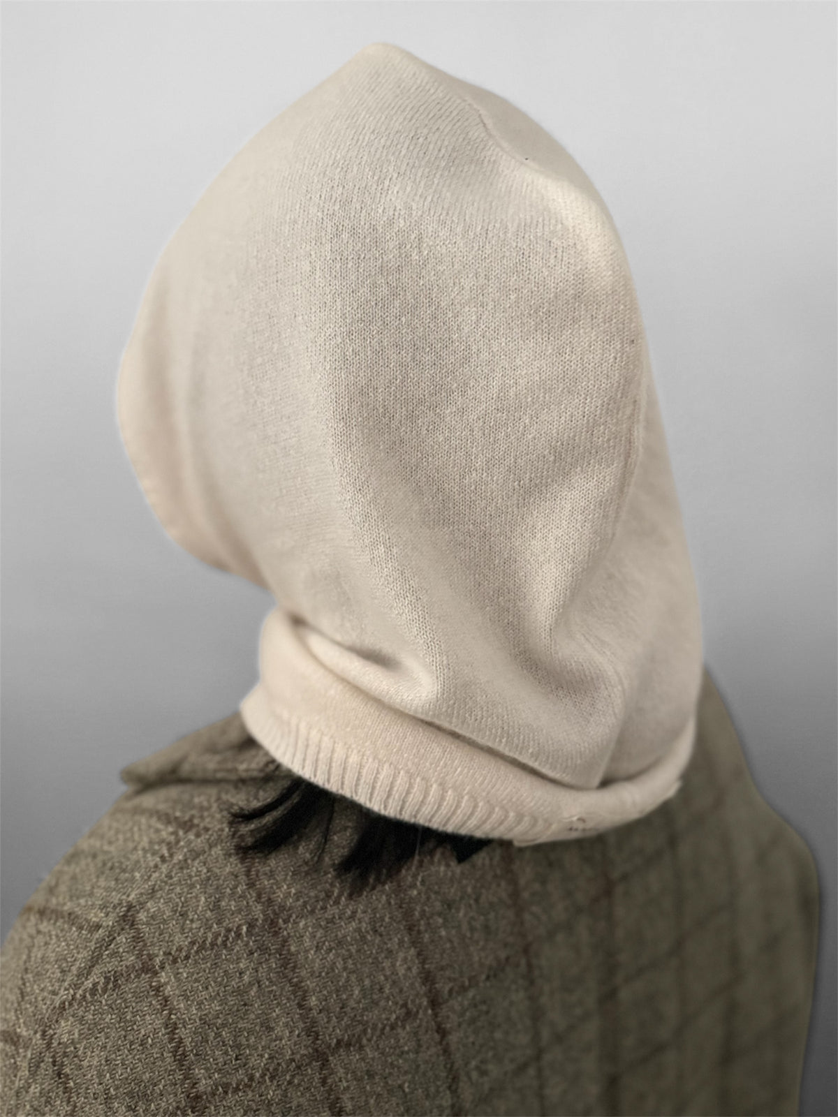 Album Di Famiglia Woman Cashmere Cagoule WS Hood Hat Oatmeal Cream