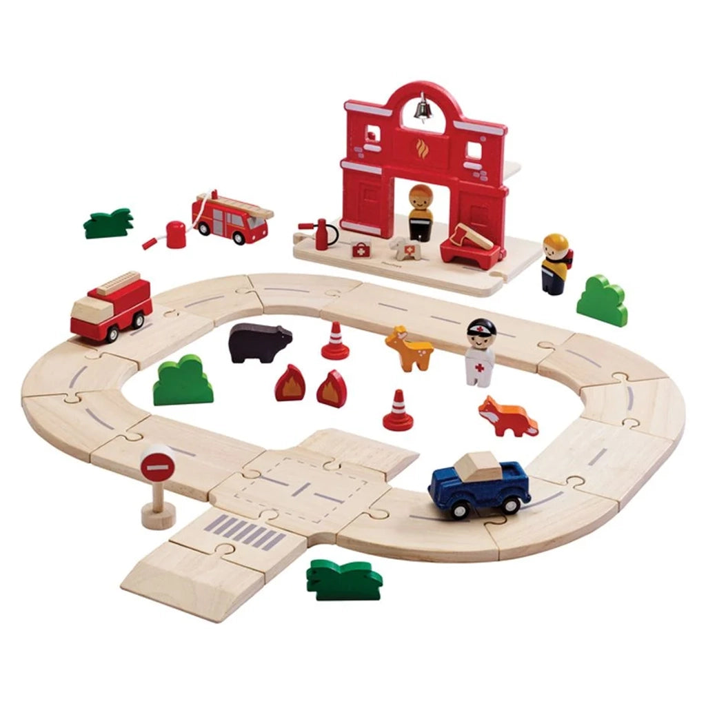 Plan Toys Fire And Rescue Roadway Playset