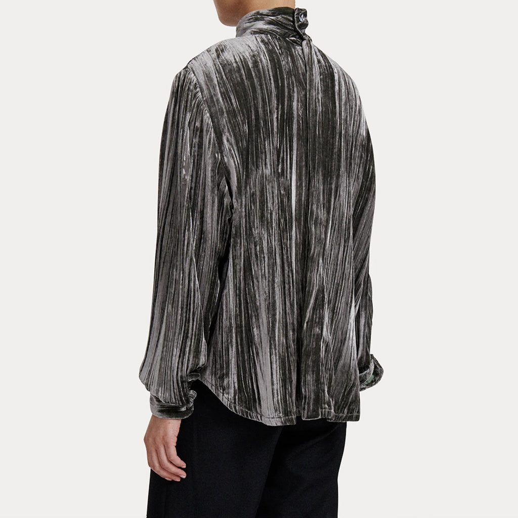 Rachel Comey Woman Prina Blouse Velvet Silk Gunmetal Grey
