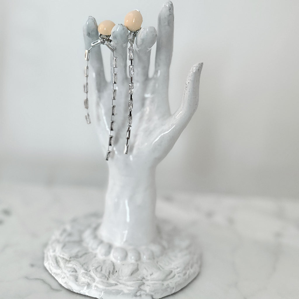 Rachel Comey Draped Baguette Earrings Ivory Cream