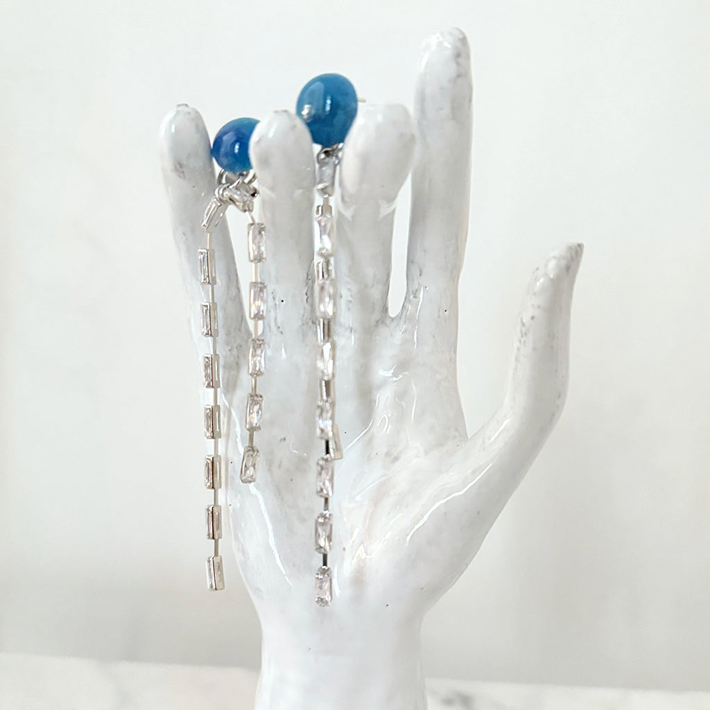 Rachel Comey Draped Baguette Earrings Turquoise Blue
