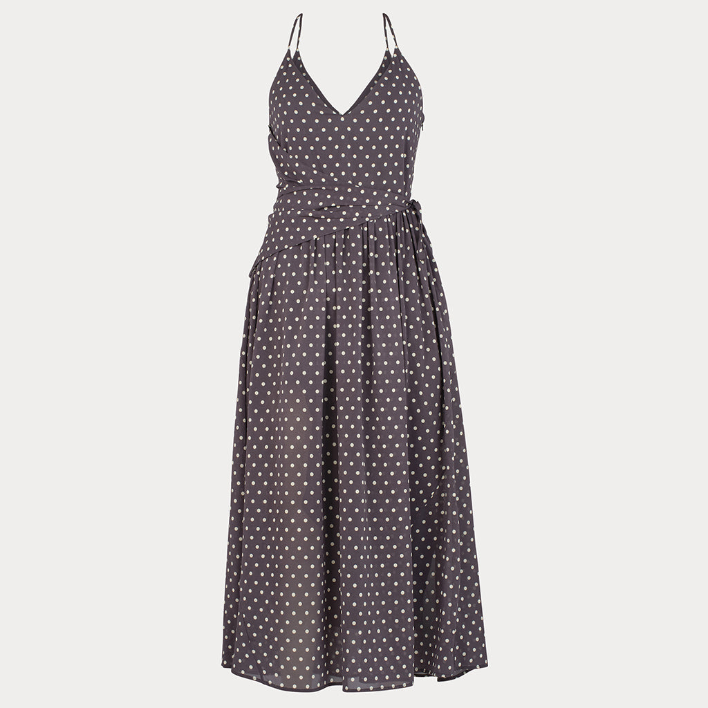 Rachel Comey Woman Ven Dress Charcoal Grey Polka Dot Print