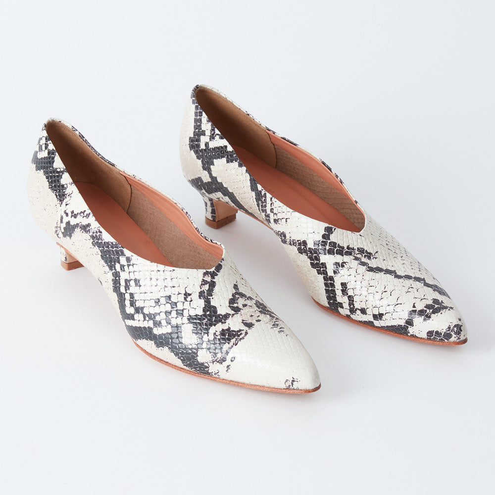 Rachel Comey Clemmie Kitten Heel Blush Cream Snake Print