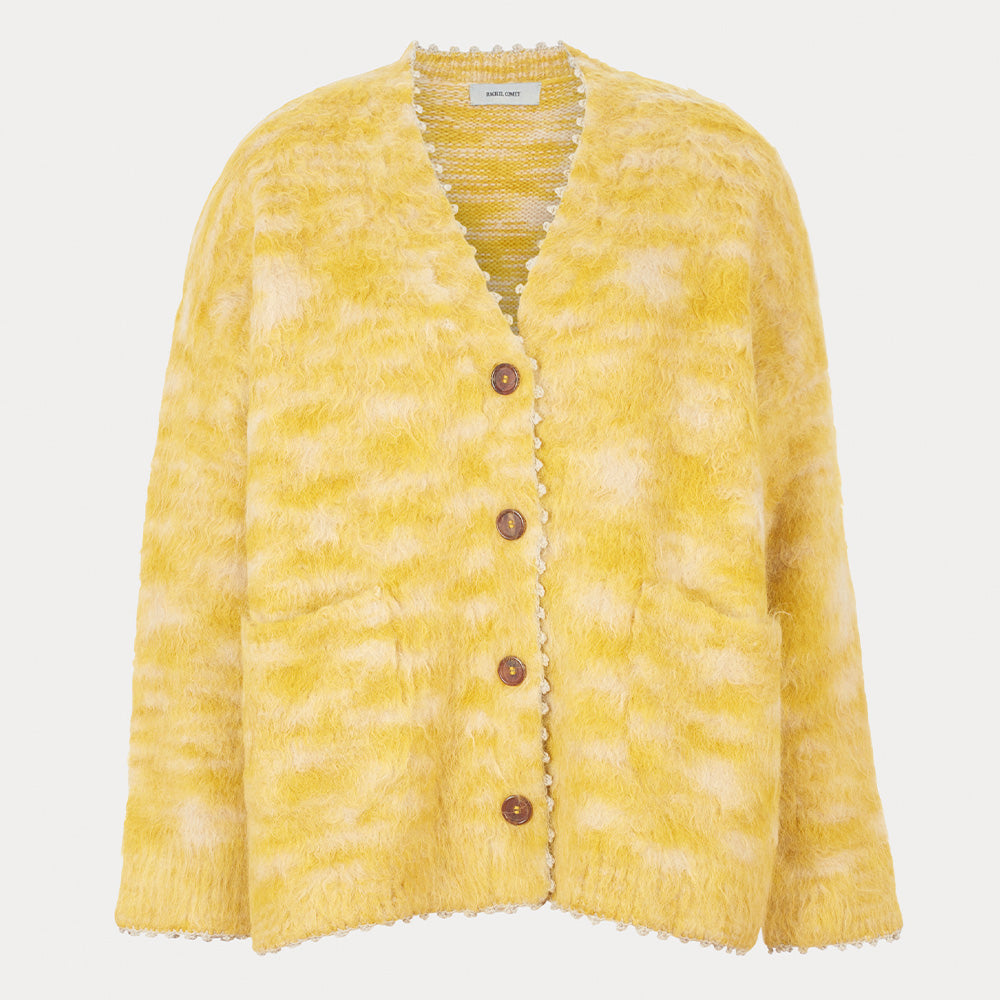 Rachel Comey Woman Fuchs Cardigan Chartreuse Yellow Space Dye