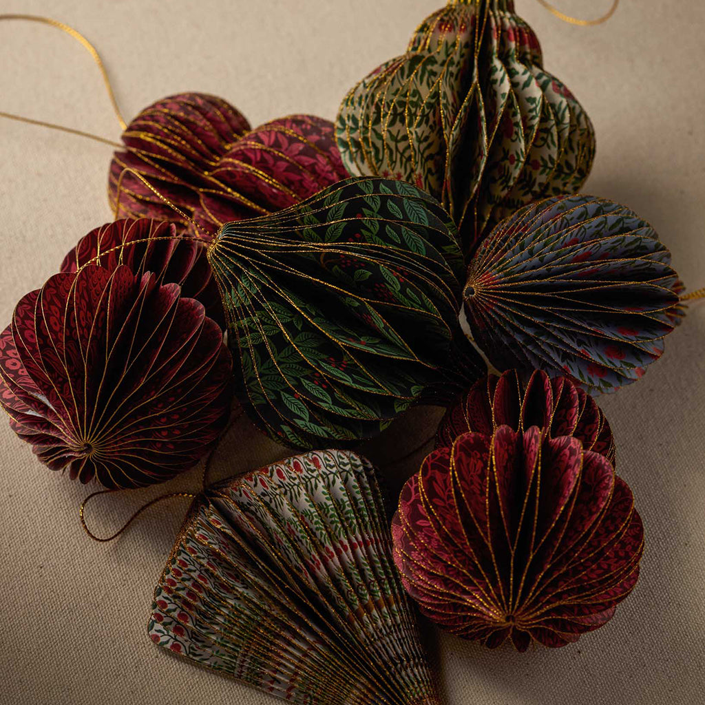 Rifle Paper Co. Set Of 5 Christmastide Honeycomb Ornaments