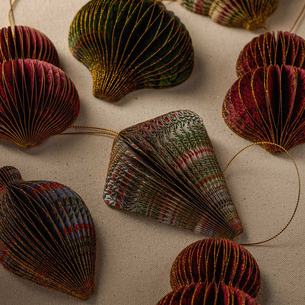 Rifle Paper Co. Set Of 5 Christmastide Honeycomb Ornaments