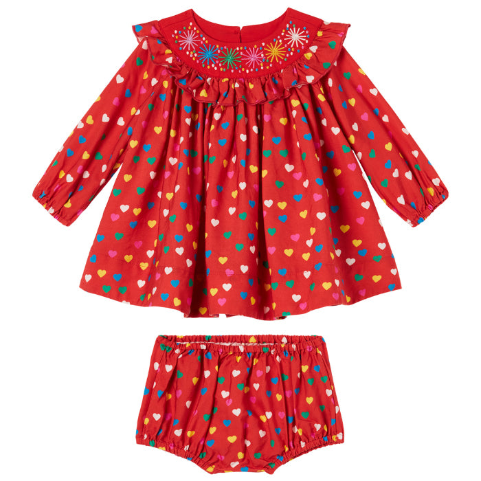 Stella McCartney Baby Dress Red With Party Hearts Print