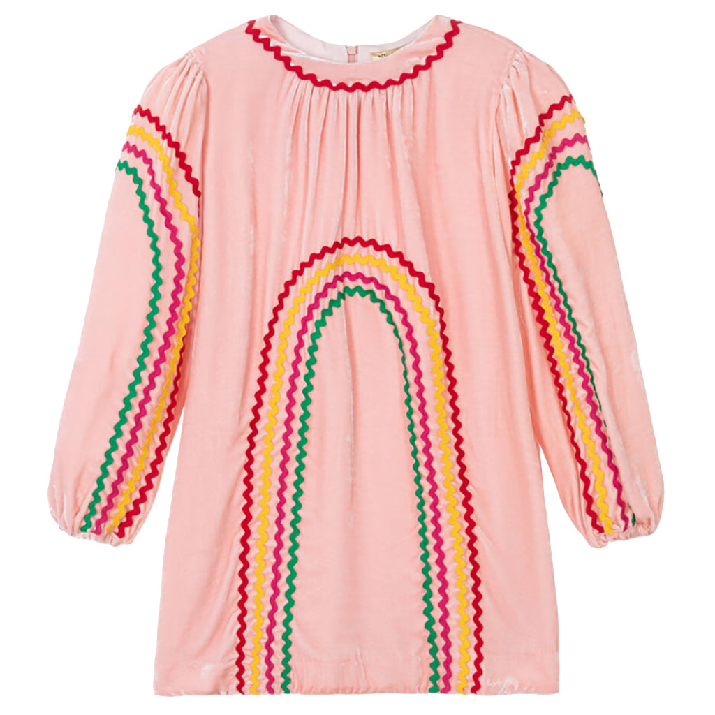 Stella McCartney Child Velvet Dress Pink Rainbow Ribbon