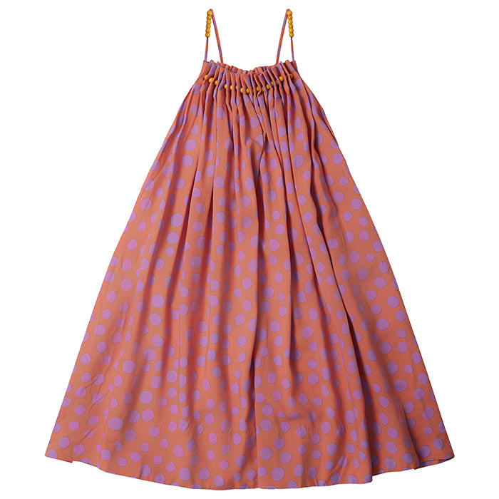 Stella McCartney Child Beaded Dress With Purple Spots Print Orange