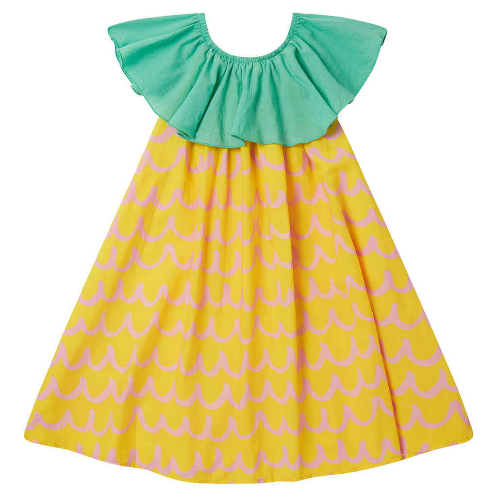 Stella McCartney Child Dress Pinapple Waves Print Yellow