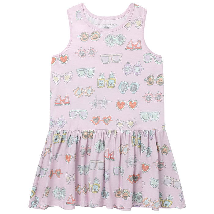 Stella McCartney Child Dress With All Over Sunglasses Print Pink