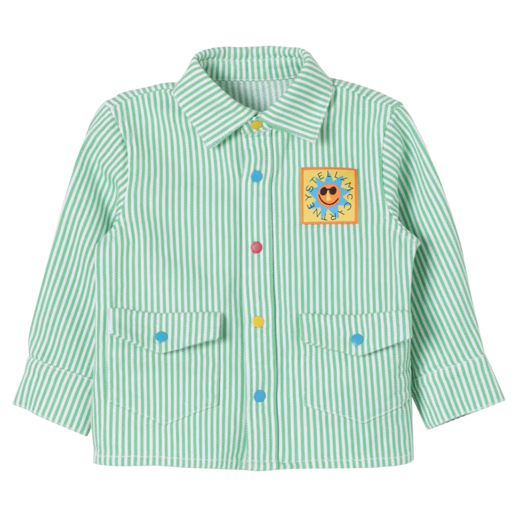 Stella McCartney Baby Striped Shirt With Sun Badge Green