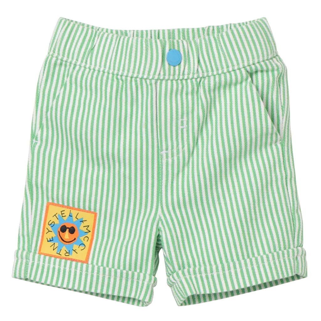 Stella McCartney Baby Striped Shorts With Sun Badge Green