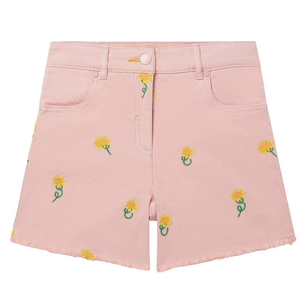 Stella McCartney Child Shorts With Embroidered Sunflowers Pink