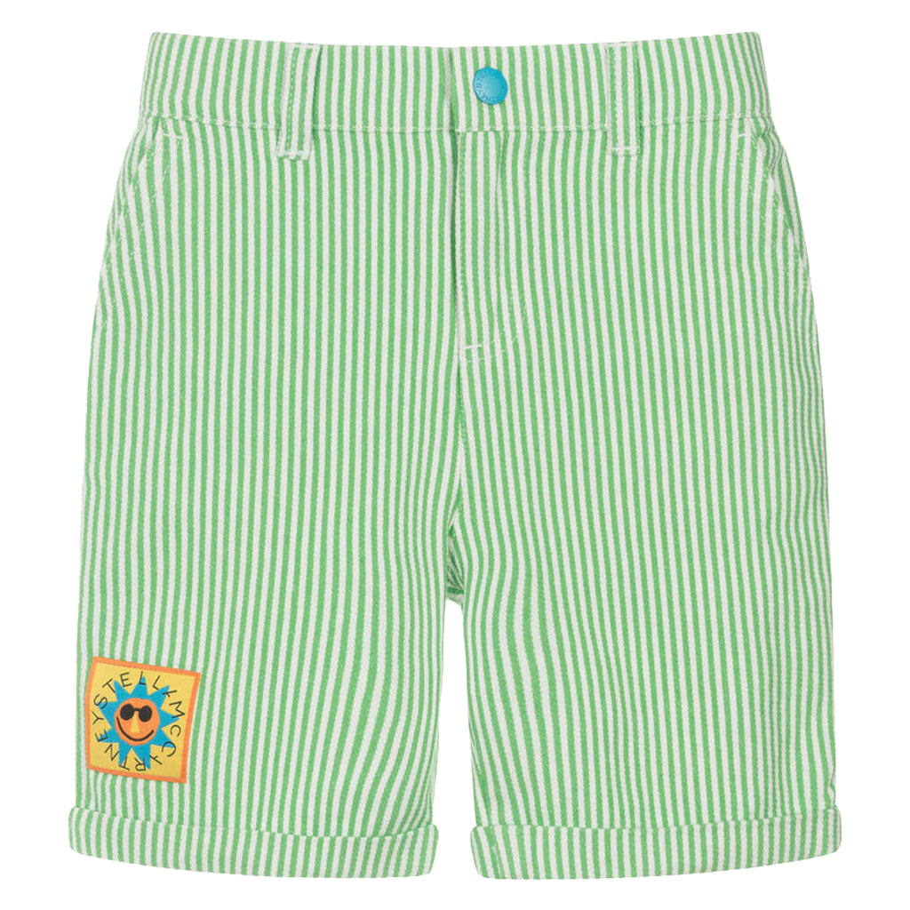 Stella McCartney Child Striped Shorts With Sun Badge Green