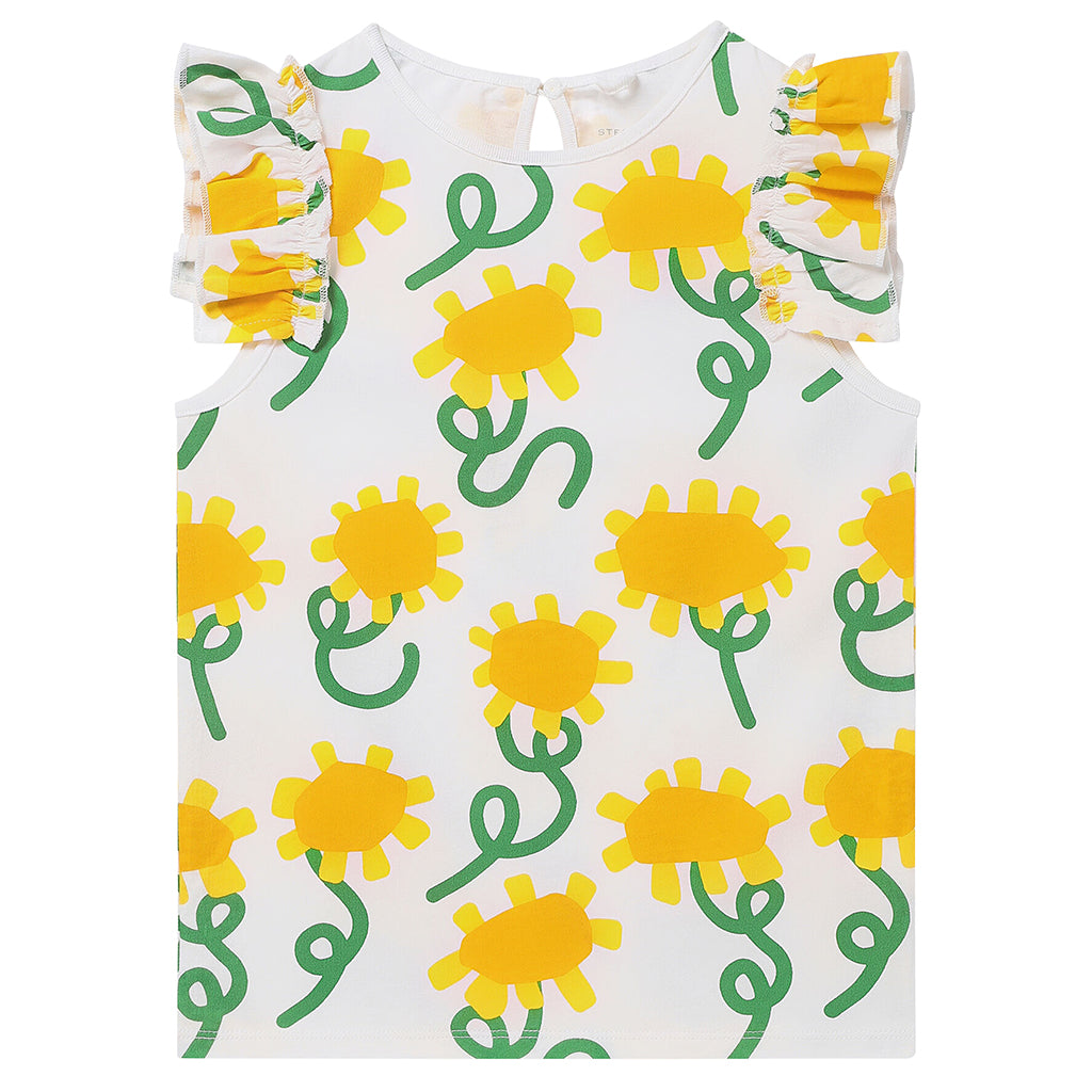 Stella McCartney Child T-shirt With Sunflowers Print White
