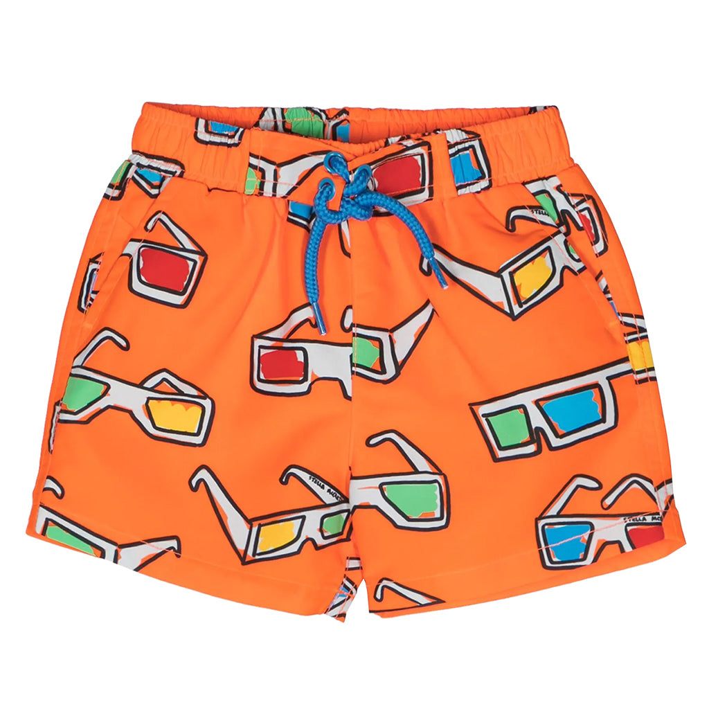 Stella McCartney Baby Swim Shorts With Sunglasses Print Orange