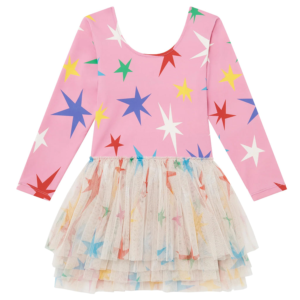 Stella McCartney Child Dress With Large Multicolour Stars Print And A Tulle Skirt