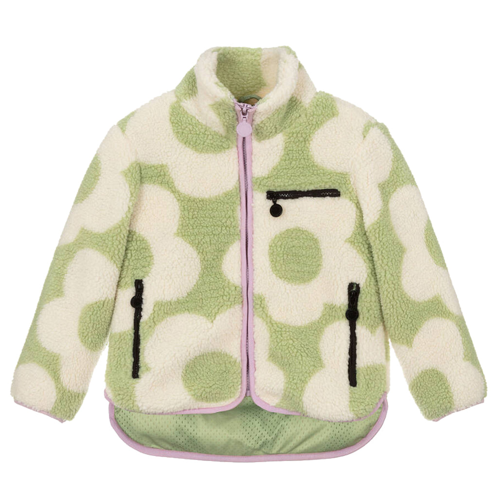 Stella McCartney Child Teddy Jacket Green With Graphic Flowers Print