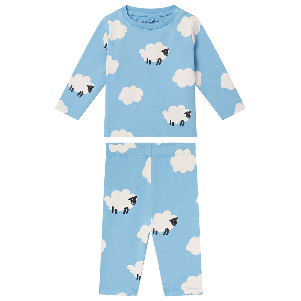 Stella McCartney Baby Two Piece Set Clouds And Sheeps Print Blue