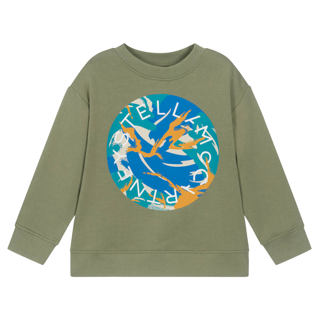 Stella McCartney Child Sweatshirt With Camo Logo Disk Print Green