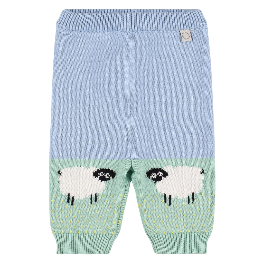 Stella McCartney Baby Intarsia Knit Pants With Sheep Blue