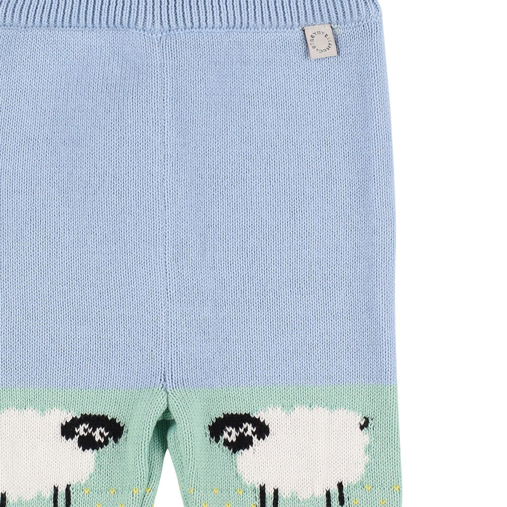 Stella McCartney Baby Intarsia Knit Pants With Sheep Blue