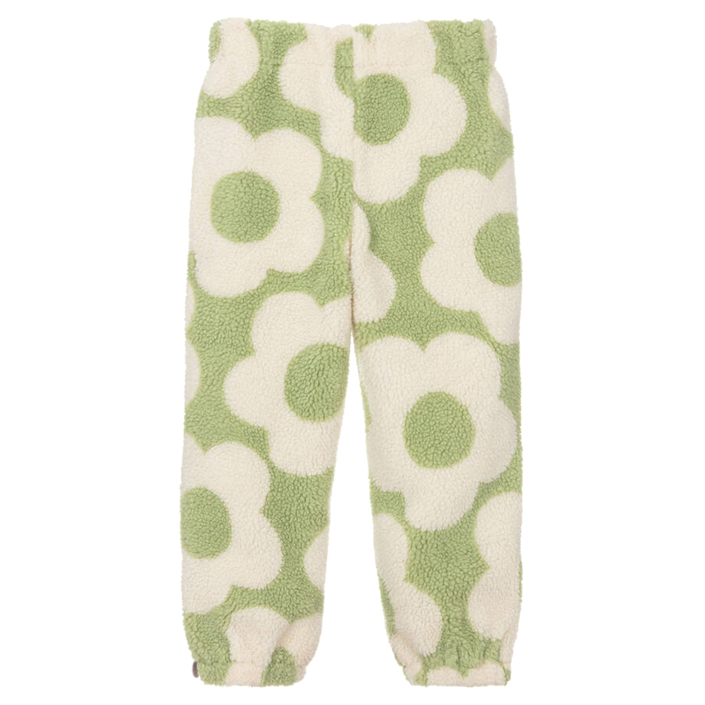 Stella McCartney Child Teddy Fleece Sweatpants Green With Graphic Flowers Print