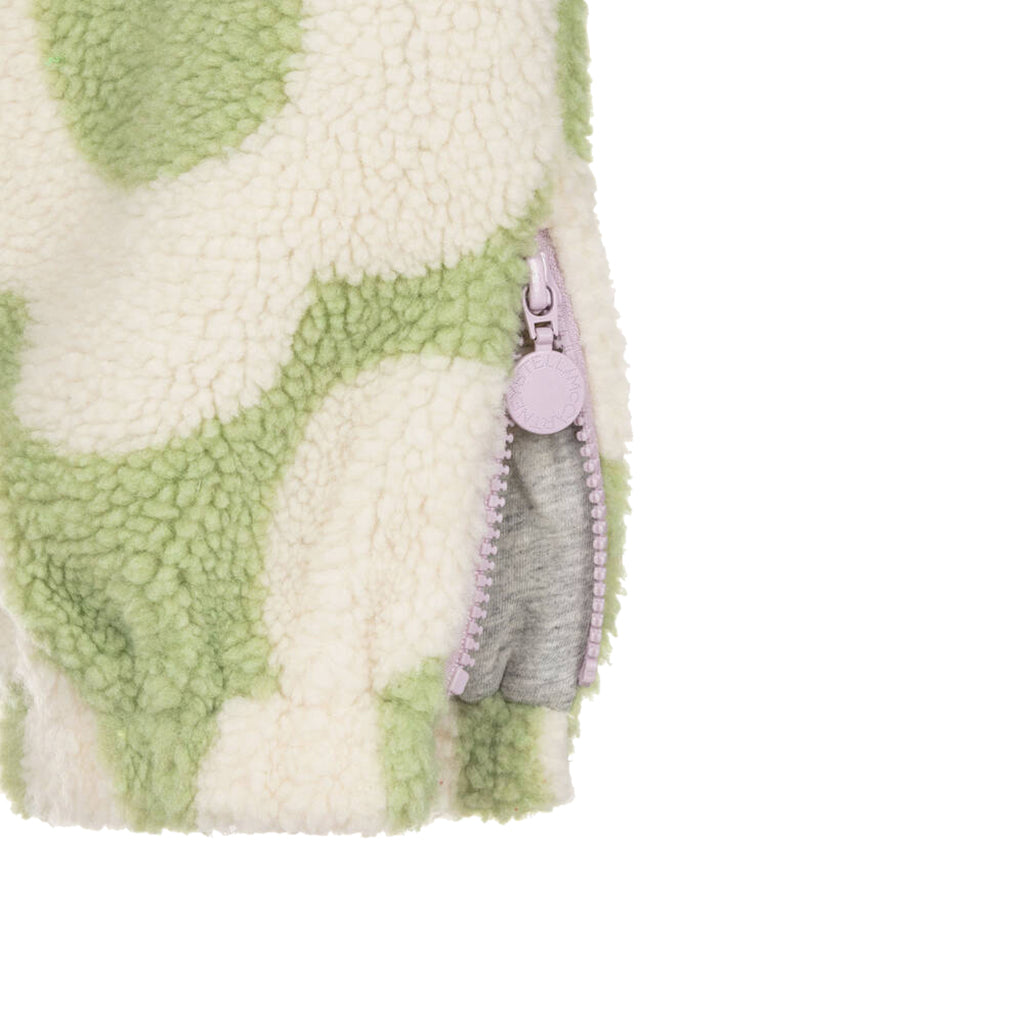 Stella McCartney Child Teddy Fleece Sweatpants Green With Graphic Flowers Print
