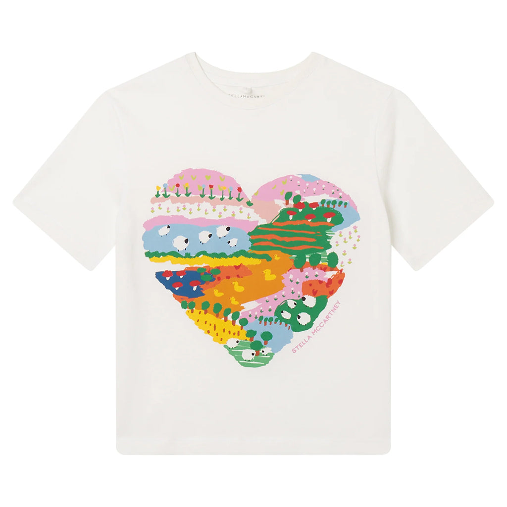 Stella McCartney Child T-shirt White With Farm Heart Print