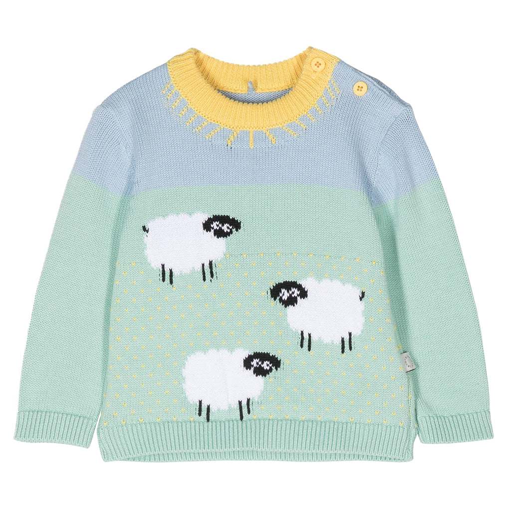 Stella McCartney Baby Intarsia Knit Sweater With Sheep Blue