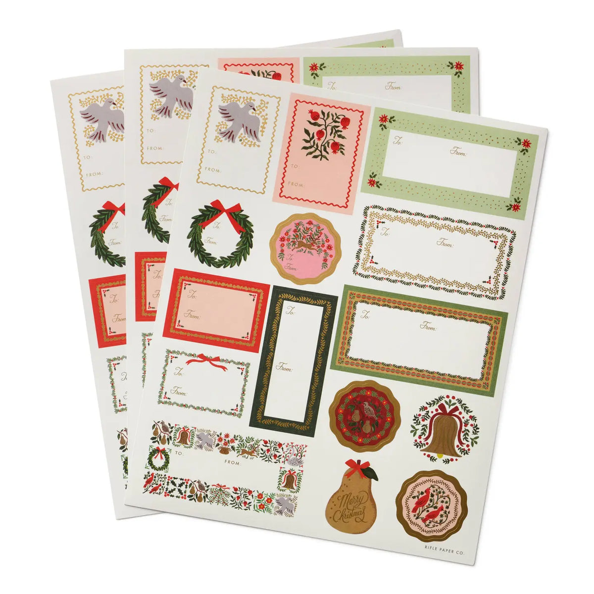 Rifle Paper Co. Pack of 3 Christmastide Stickers &amp; Labels
