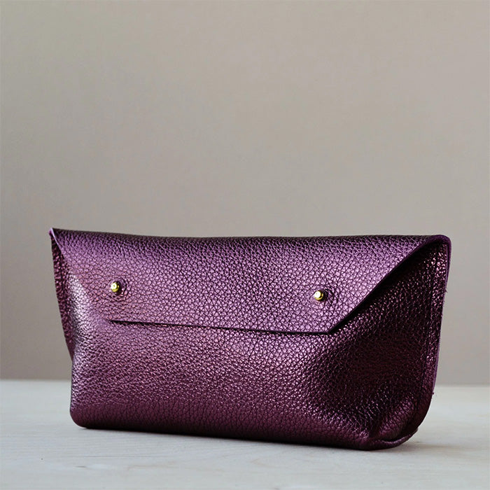 Studio Lowen Ailla Leather Clutch Bag Berry Purple