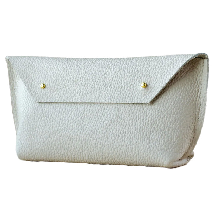 Cream leather sale clutch bag