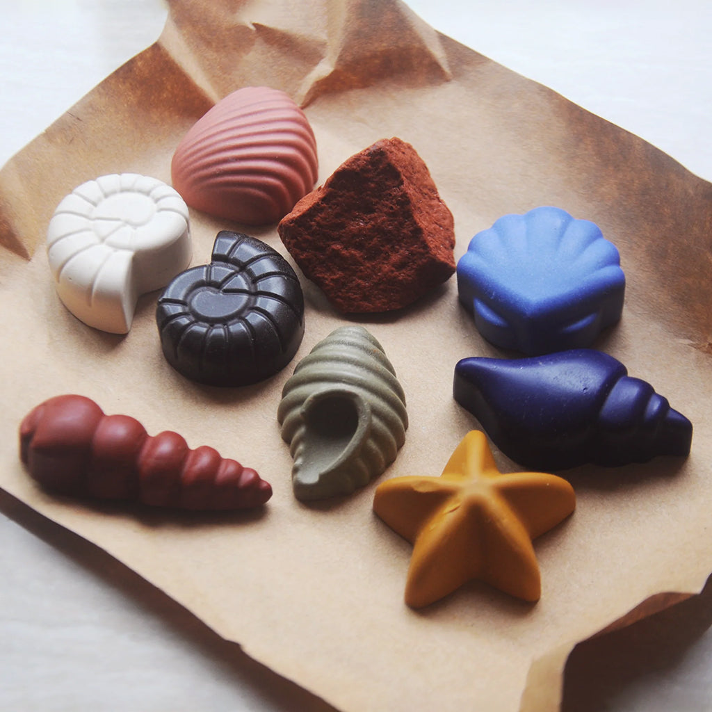 Smilogy Natural Beeswax Ocean Seashell Crayons Set of 8
