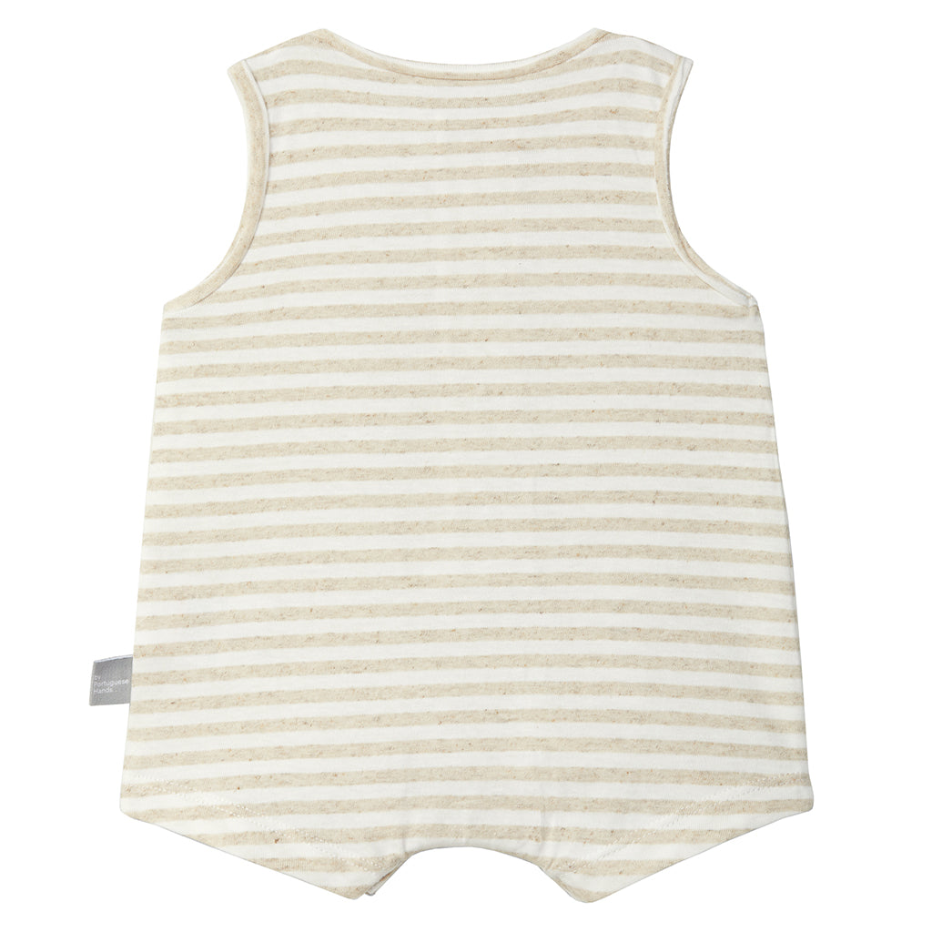 Snug Baby Romper Linen Beige Stripes
